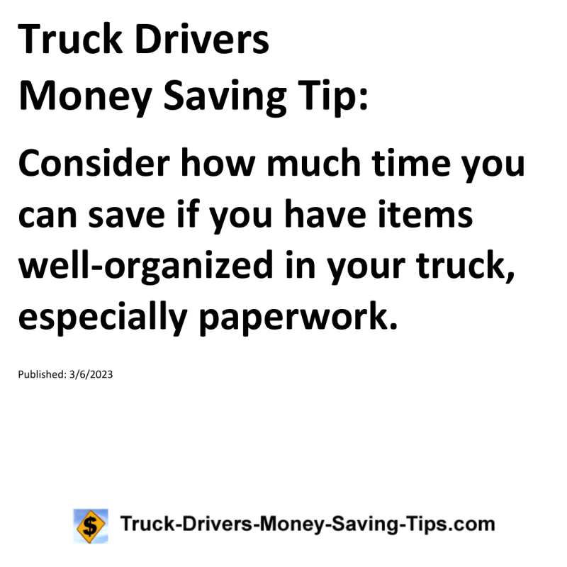 Truck Drivers Money Saving Tip for 03-06-2023