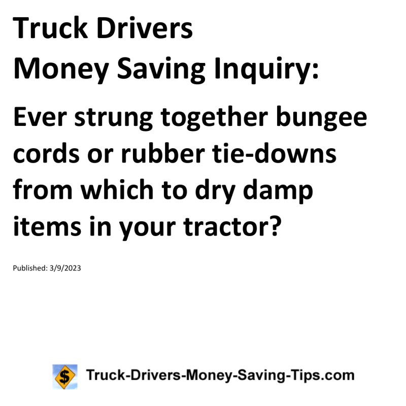 Truck Drivers Money Saving Inquiry for 03-09-2023