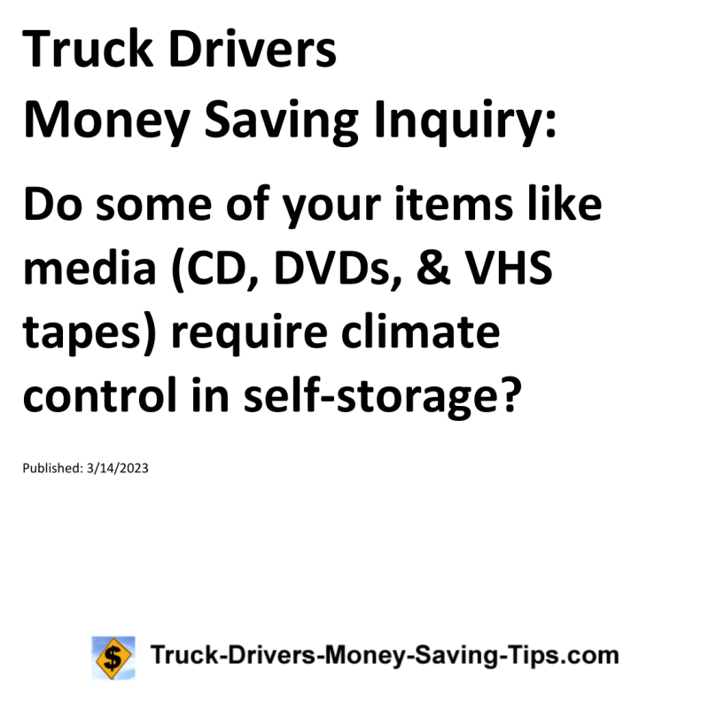 Truck Drivers Money Saving Inquiry for 03-14-2023