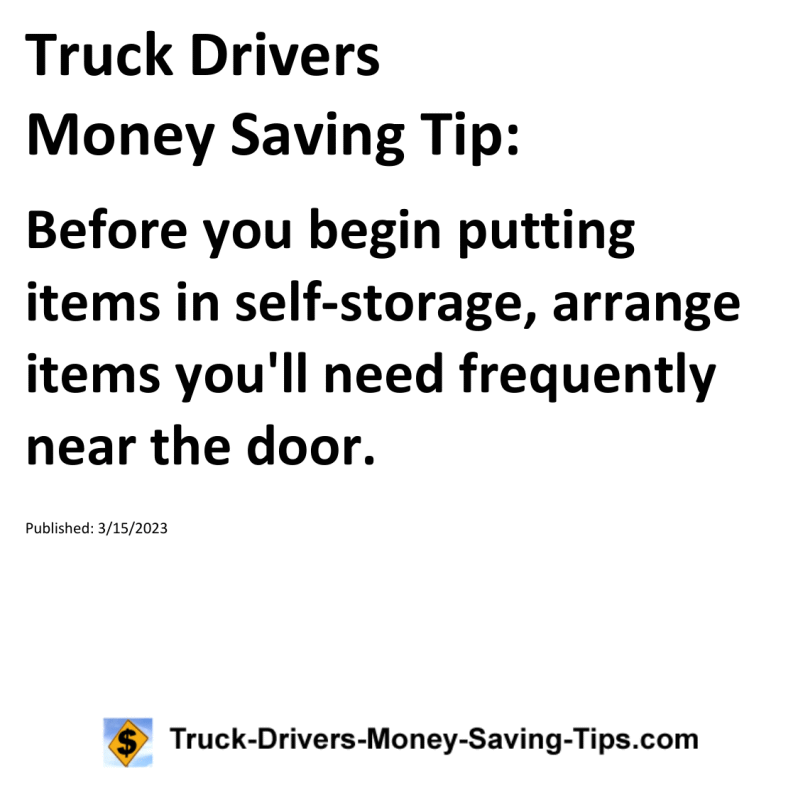 Truck Drivers Money Saving Tip for 03-15-2023