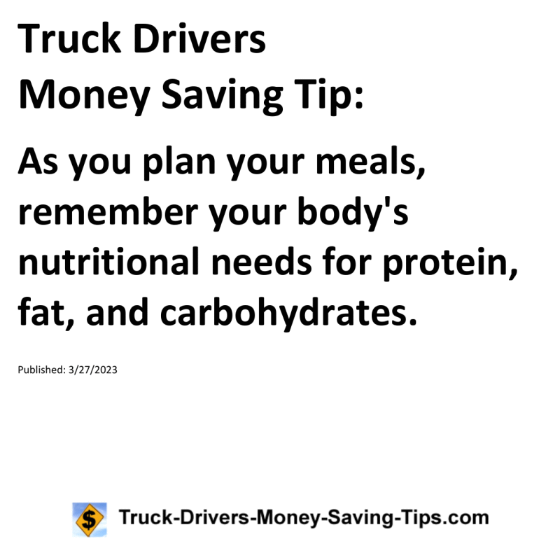 Truck Drivers Money Saving Tip for 03-27-2023