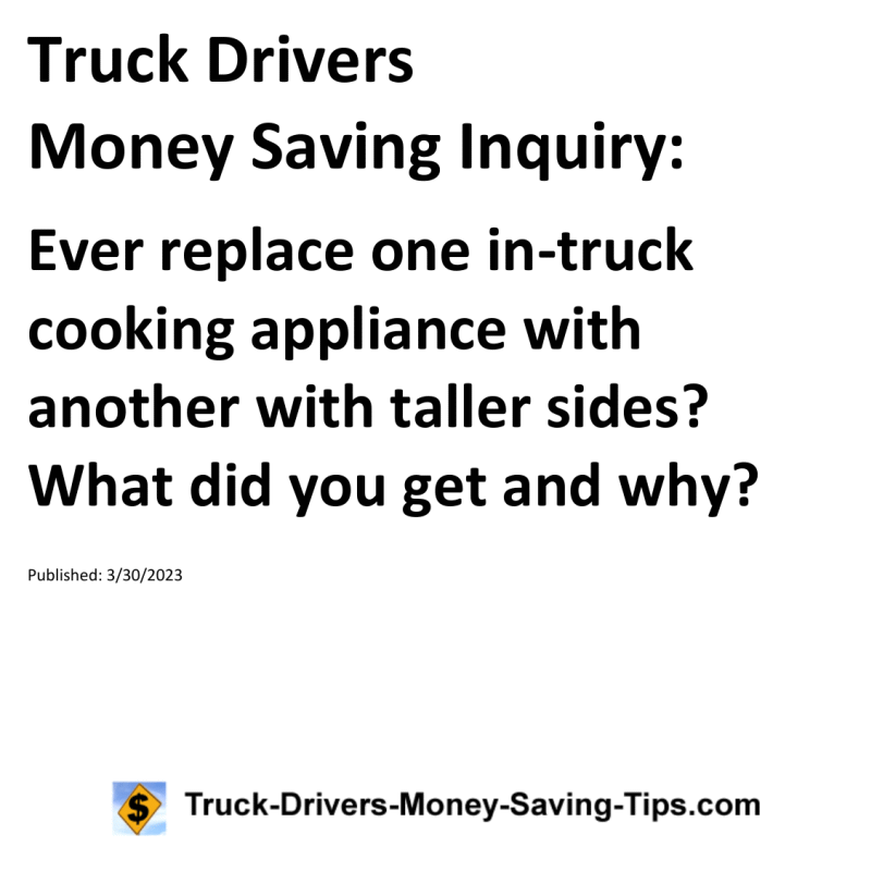 Truck Drivers Money Saving Inquiry for 03-30-2023