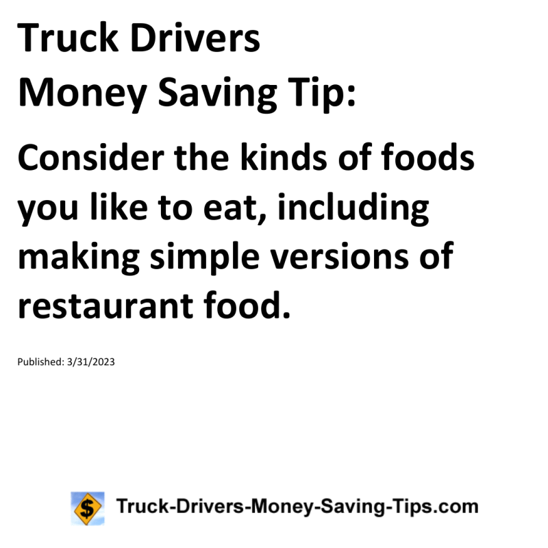 Truck Drivers Money Saving Tip for 03-31-2023