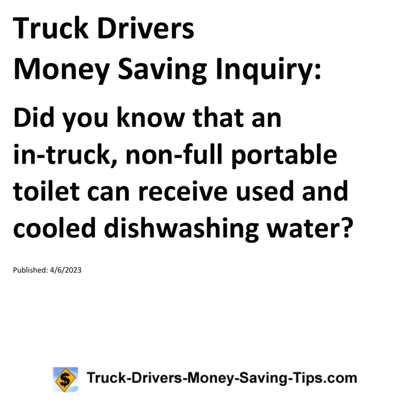 Truck Drivers Money Saving Inquiry for 04-06-2023