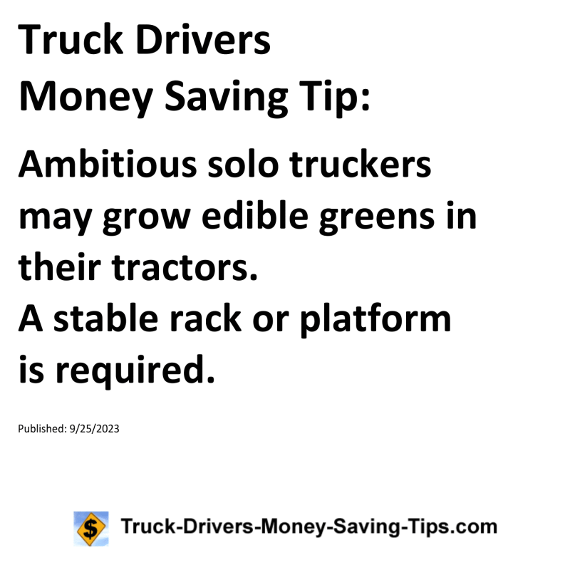 Truck Drivers Money Saving Tip for 09-25-2023