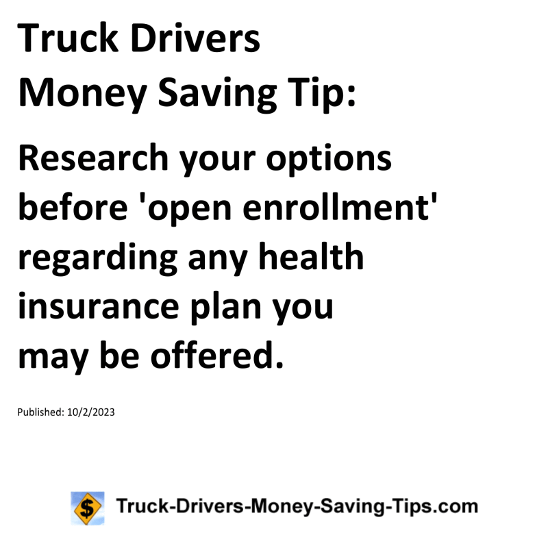 Truck Drivers Money Saving Tip for 10-02-2023