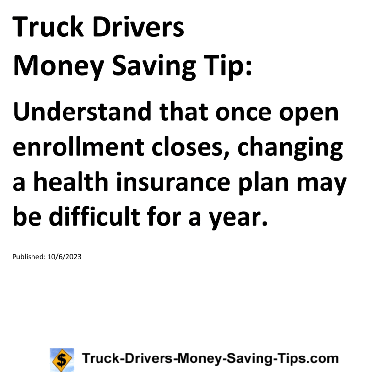 Truck Drivers Money Saving Tip for 10-06-2023