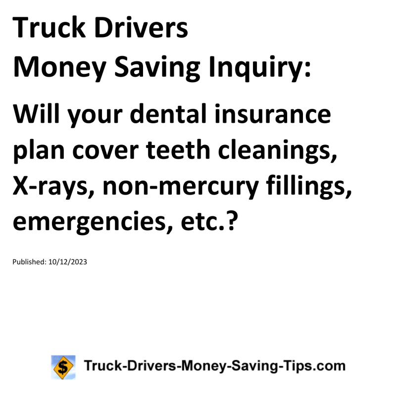 Truck Drivers Money Saving Inquiry for 10-12-2023