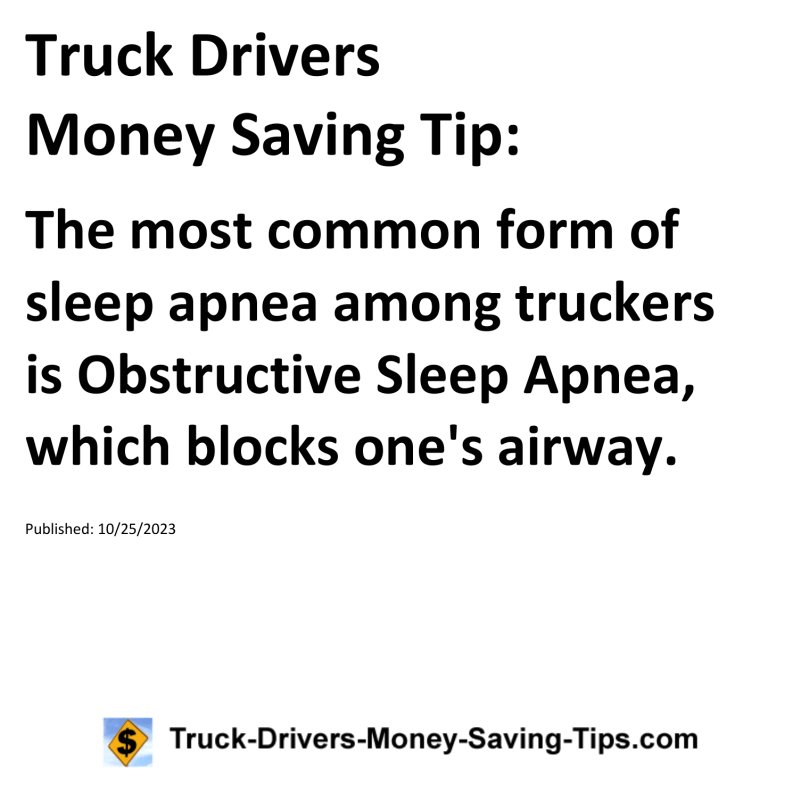 Truck Drivers Money Saving Tip for 10-25-2023