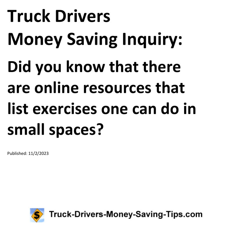 Truck Drivers Money Saving Inquiry for 11-02-2023