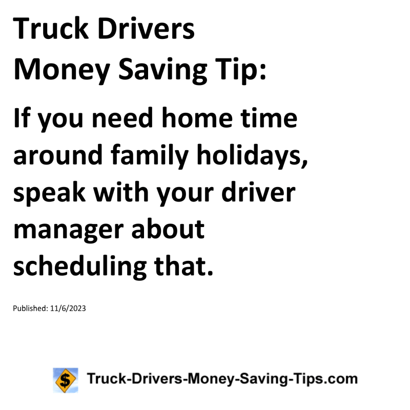 Truck Drivers Money Saving Tip for 11-06-2023