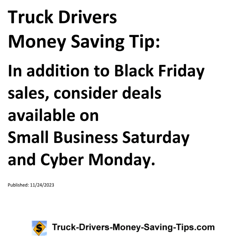 Truck Drivers Money Saving Tip for 11-24-2023