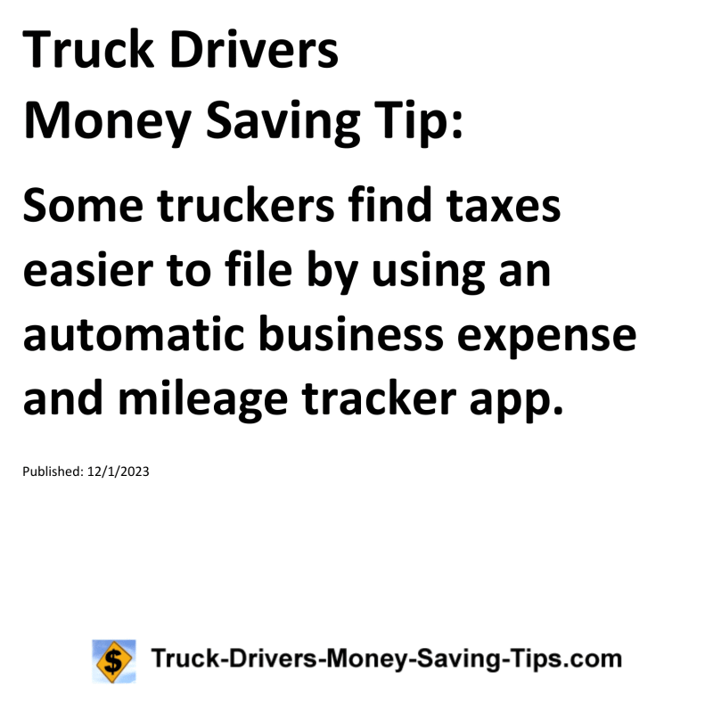 Truck Drivers Money Saving Tip for 12-01-2023