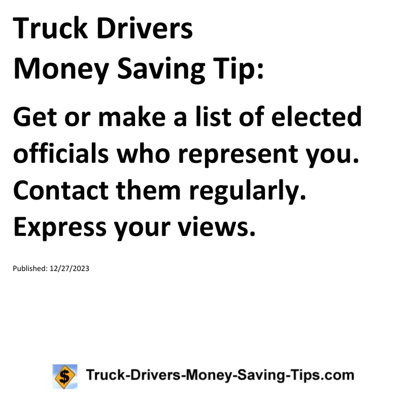 Truck Drivers Money Saving Tip for 12-27-2023