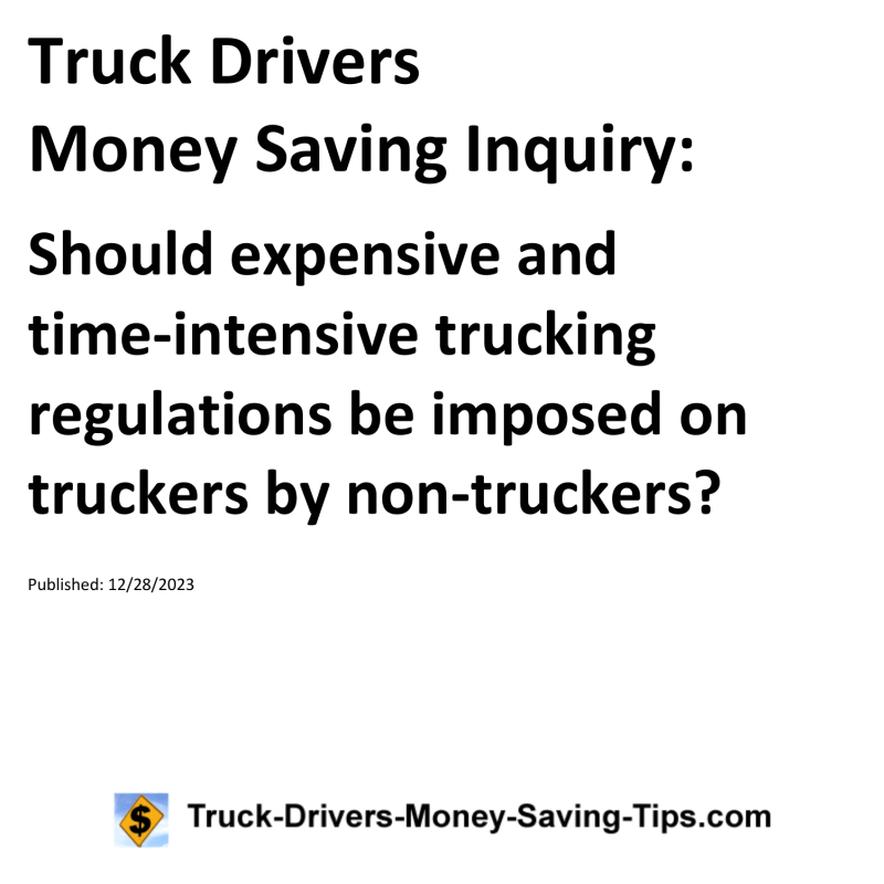 Truck Drivers Money Saving Inquiry for 12-28-2023