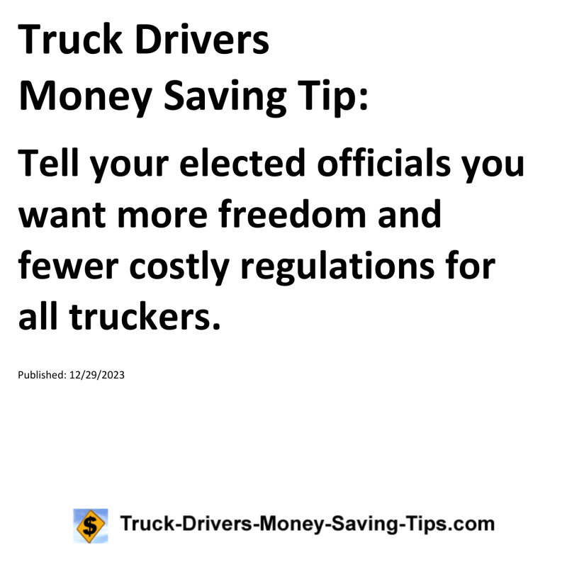 Truck Drivers Money Saving Tip for 12-29-2023