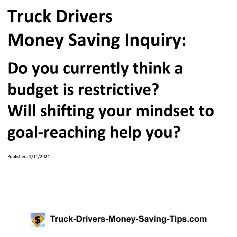 Truck Drivers Money Saving Inquiry for 01-11-2024