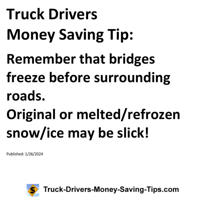 Truck Drivers Money Saving Tip for 01-26-2024