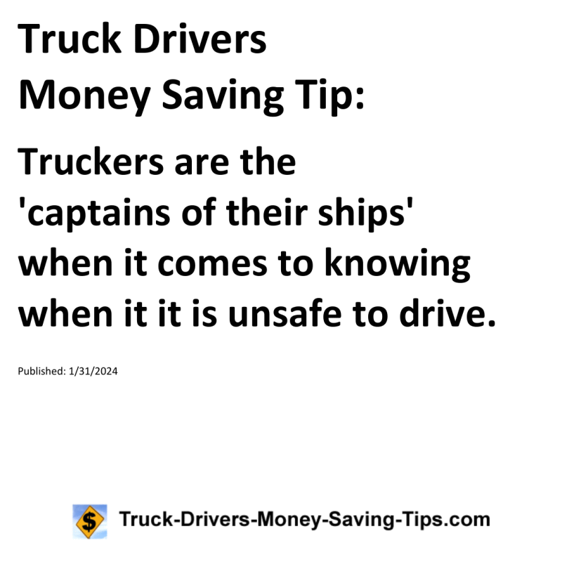 Truck Drivers Money Saving Tip for 01-31-2024