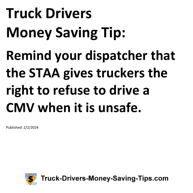 Truck Drivers Money Saving Tip for 02-02-2024