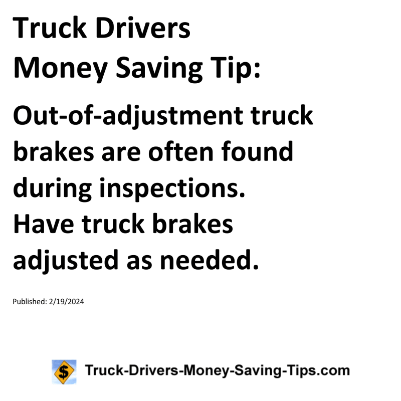 Truck Drivers Money Saving Tip for 02-19-2024