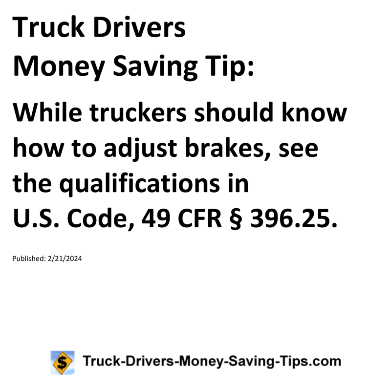 Truck Drivers Money Saving Tip for 02-21-2024