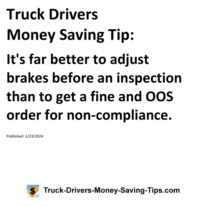 Truck Drivers Money Saving Tip for 02-23-2024