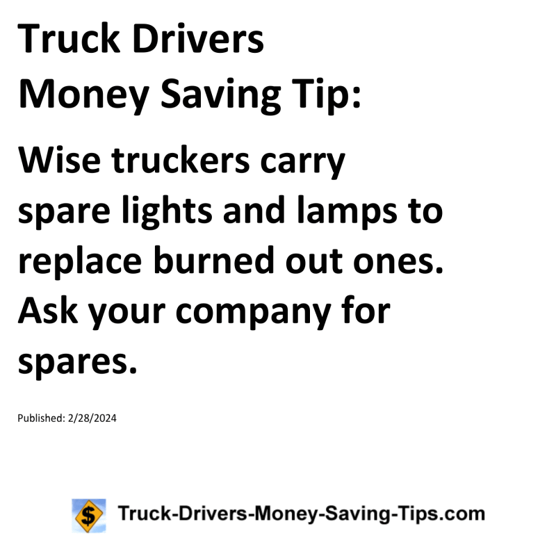 Truck Drivers Money Saving Tip for 02-28-2024