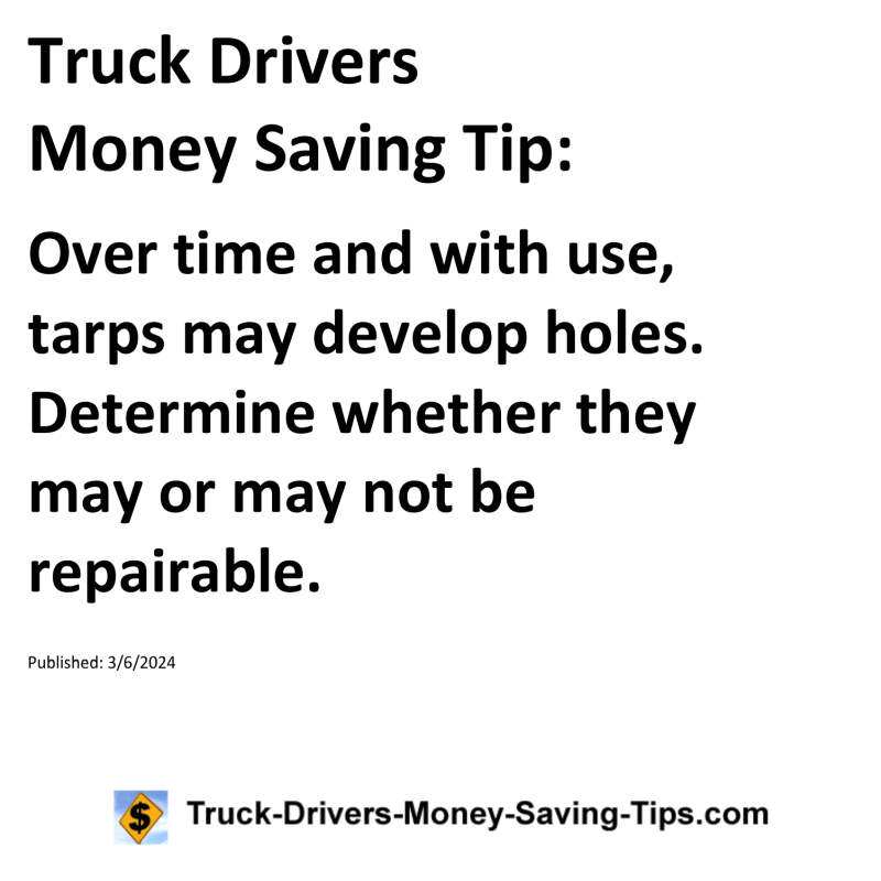 Truck Drivers Money Saving Tip for 03-06-2024