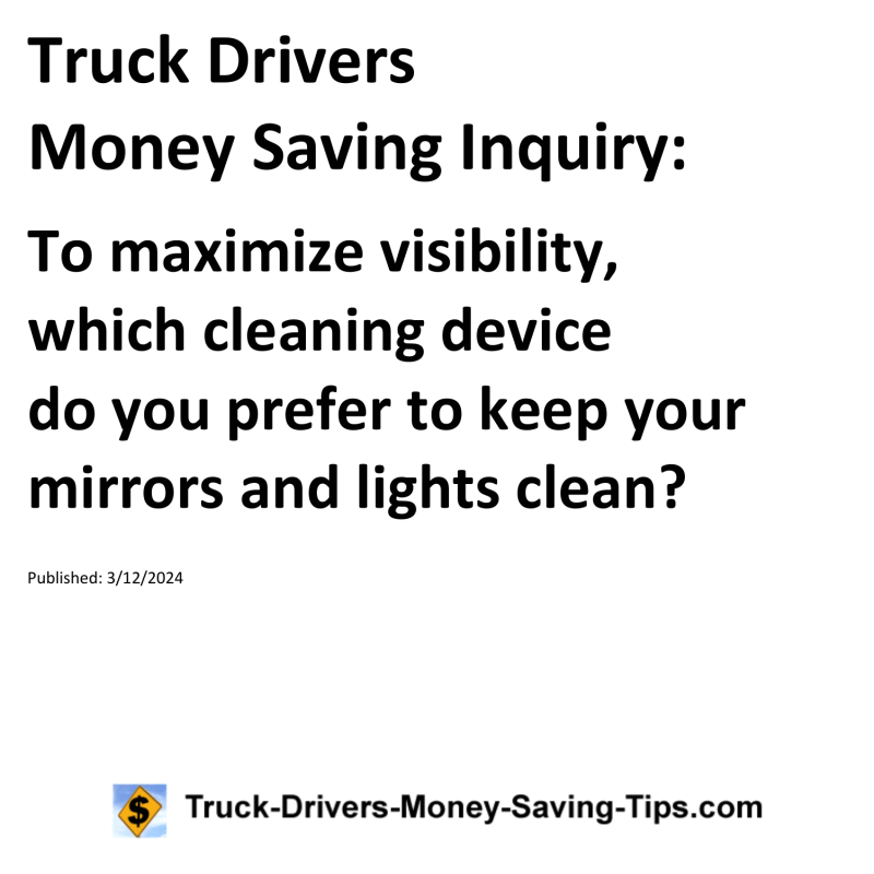 Truck Drivers Money Saving Inquiry for 03-12-2024