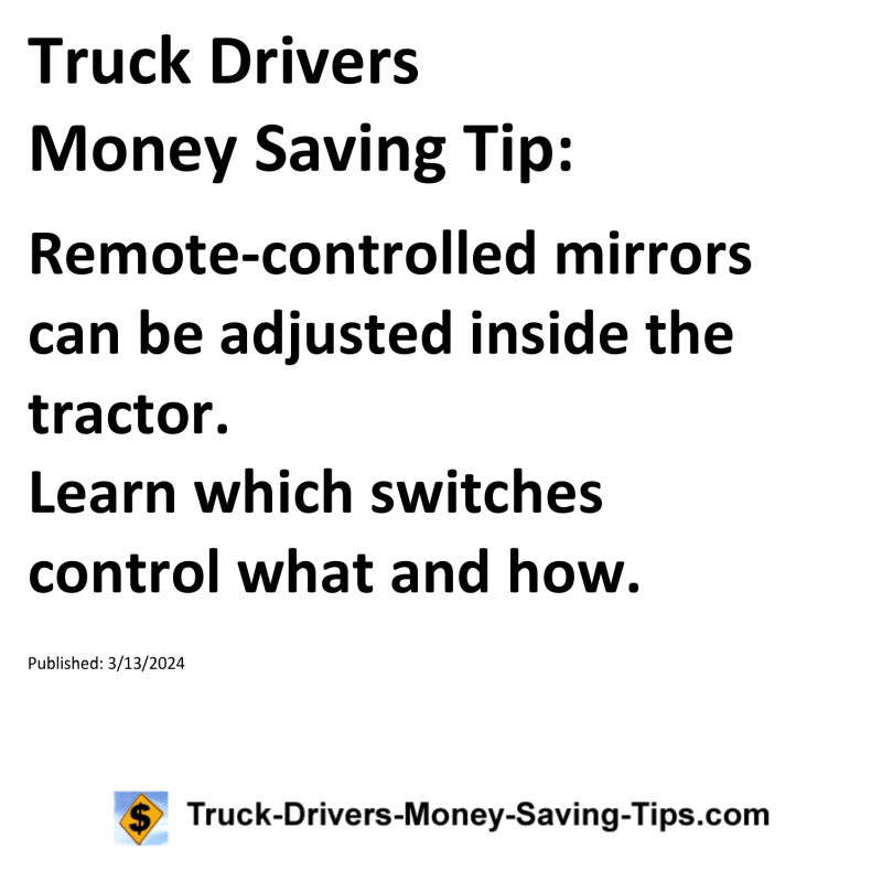 Truck Drivers Money Saving Tip for 03-13-2024