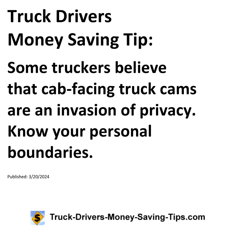 Truck Drivers Money Saving Tip for 03-20-2024