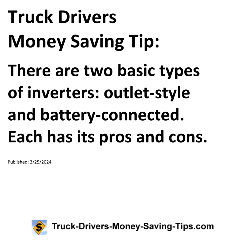 Truck Drivers Money Saving Tip for 03-25-2024