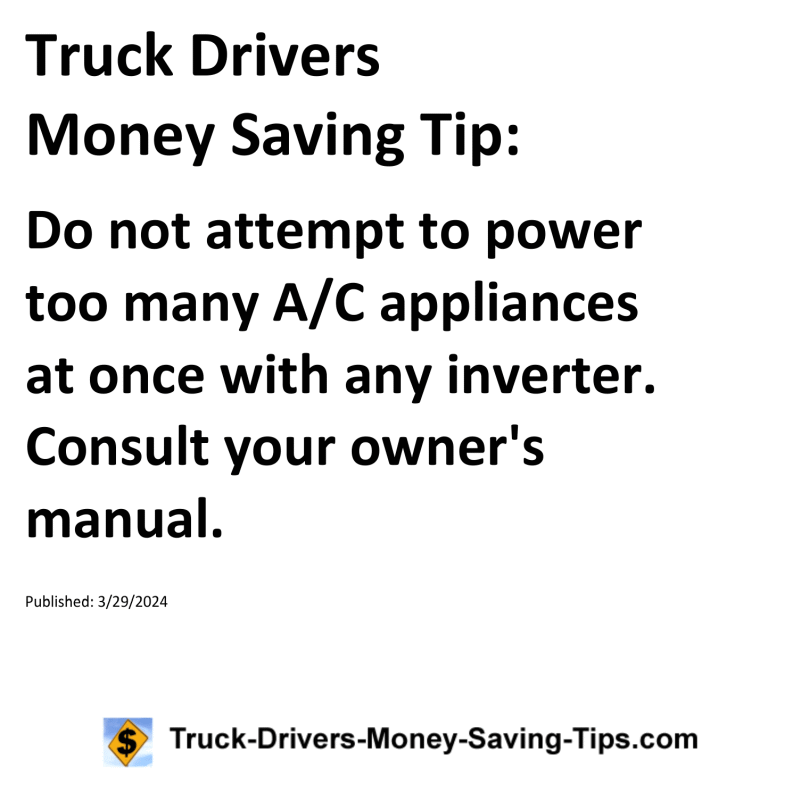 Truck Drivers Money Saving Tip for 03-29-2024