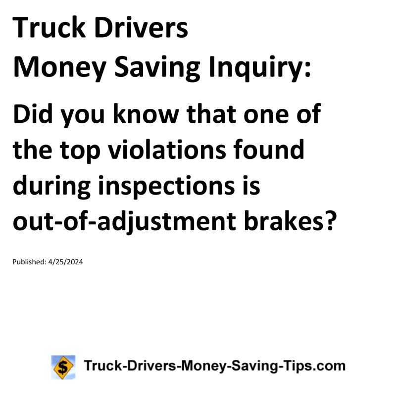 Truck Drivers Money Saving Inquiry for 04-25-2024