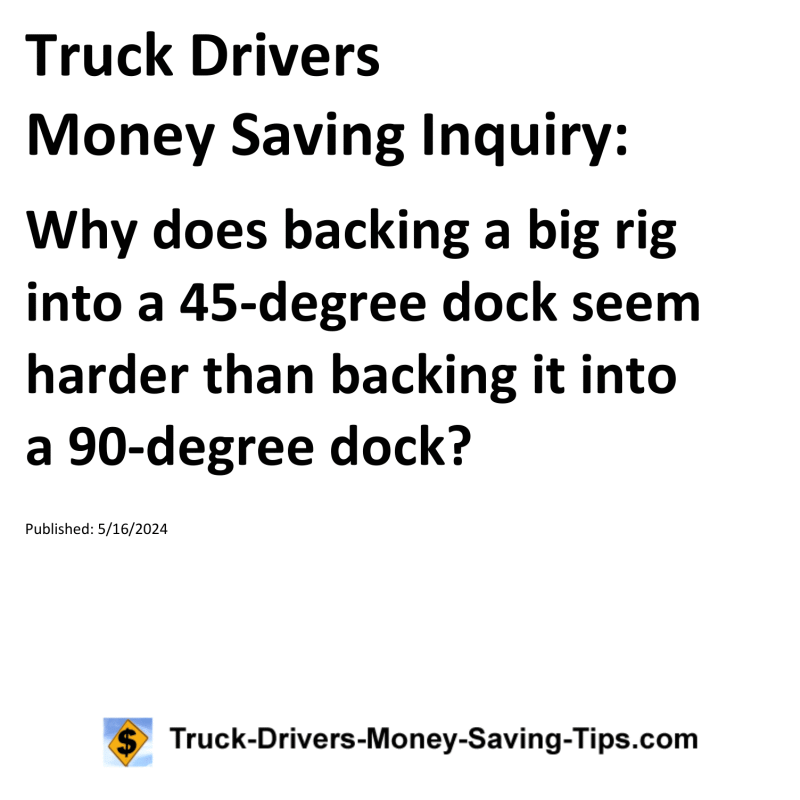 Truck Drivers Money Saving Inquiry for 05-16-2024