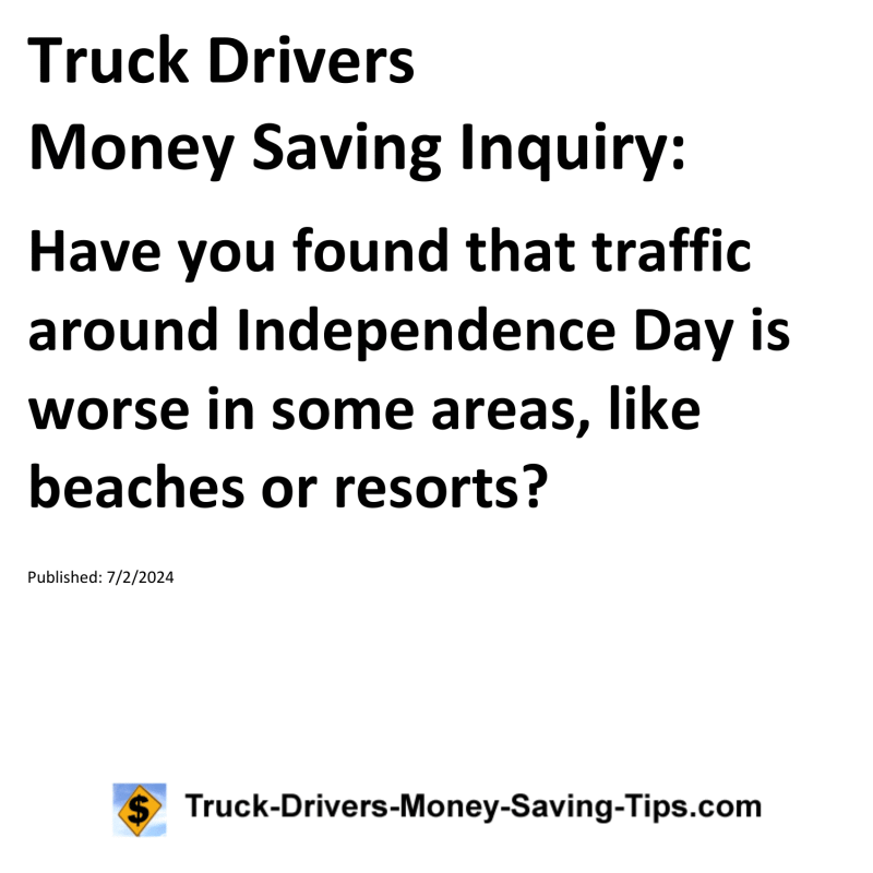 Truck Drivers Money Saving Inquiry for 07-02-2024