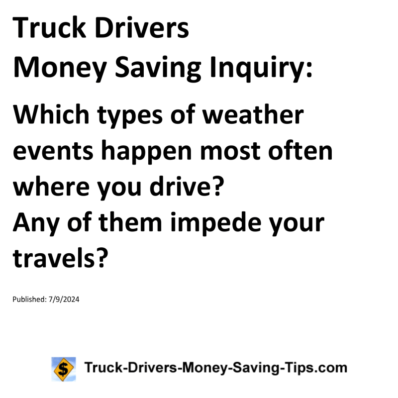 Truck Drivers Money Saving Inquiry for 07-09-2024