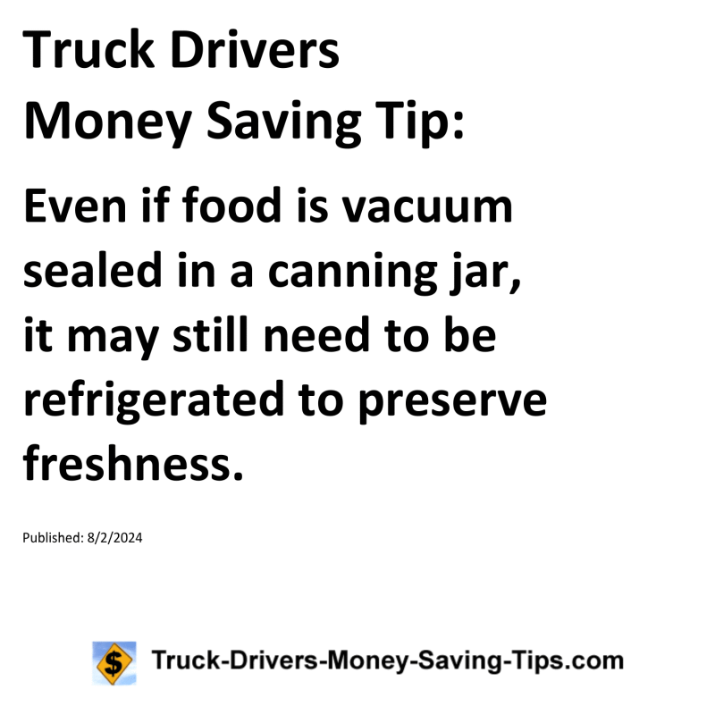 Truck Drivers Money Saving Tip for 08-02-2024