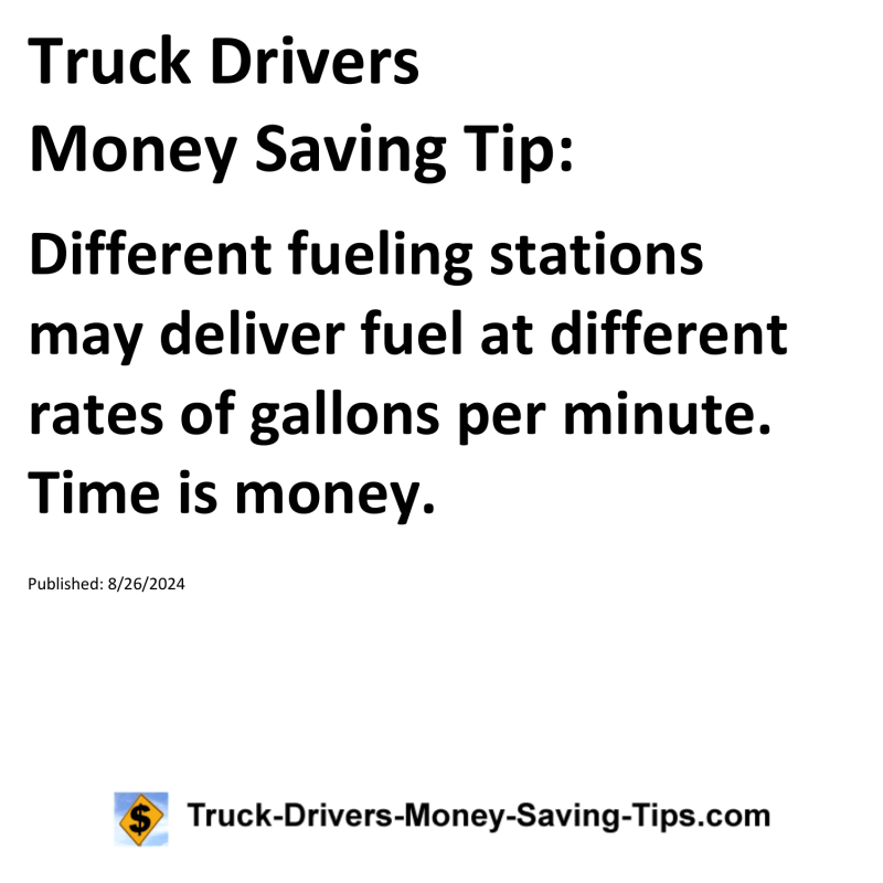 Truck Drivers Money Saving Tip for 08-26-2024