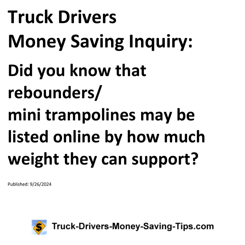 Truck Drivers Money Saving Inquiry for 09-26-2024