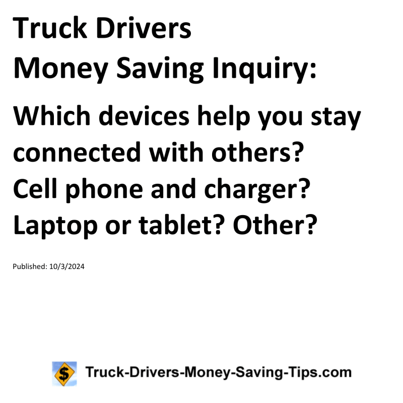 Truck Drivers Money Saving Inquiry for 10-03-2024