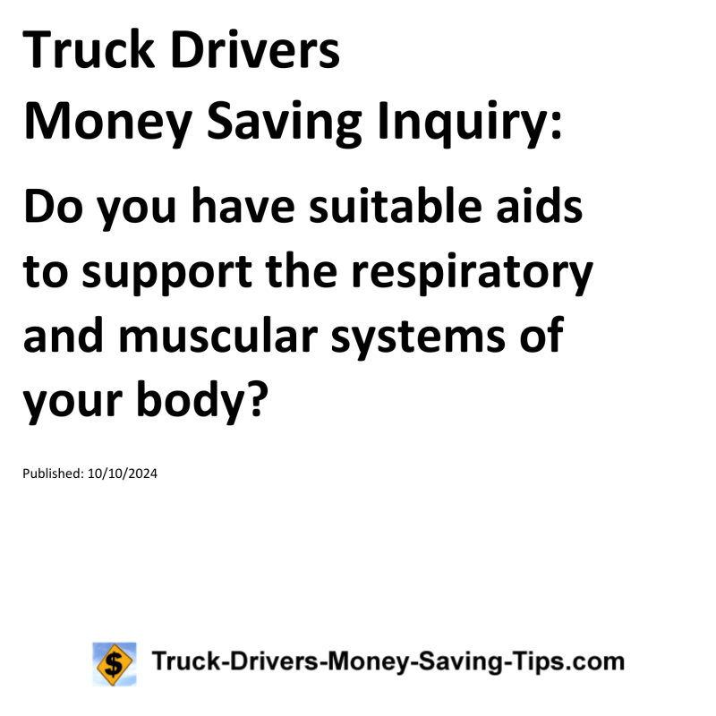 Truck Drivers Money Saving Inquiry for 10-10-2024