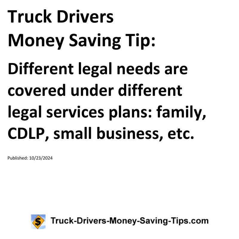 Truck Drivers Money Saving Tip for 10-23-2024