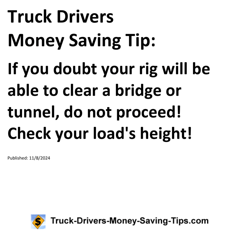 Truck Drivers Money Saving Tip for 11-08-2024