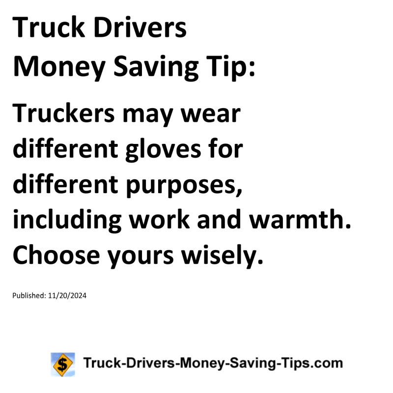 Truck Drivers Money Saving Tip for 11-20-2024