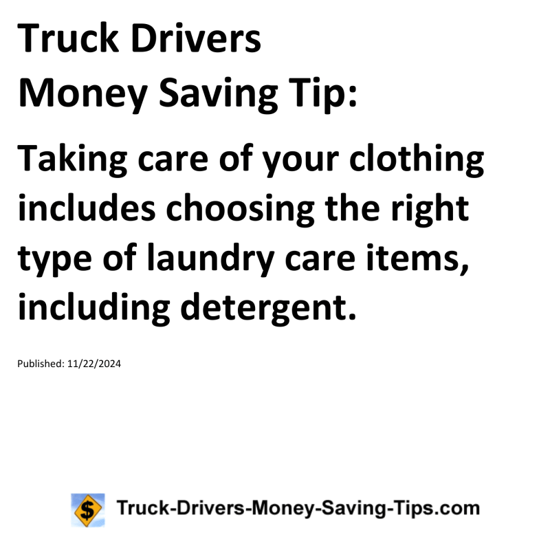 Truck Drivers Money Saving Tip for 11-22-2024