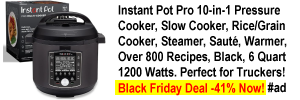 Instant Pot Pro 10-in-1 Pressure Cooker, Slow Cooker, Rice/Grain Cooker, Steamer, Sauté, Warmer, Over 800 Recipes, Black, 6 Quart, 1200 Watts. Perfect for Truckers! Black Friday Deal -41% Now! #ad