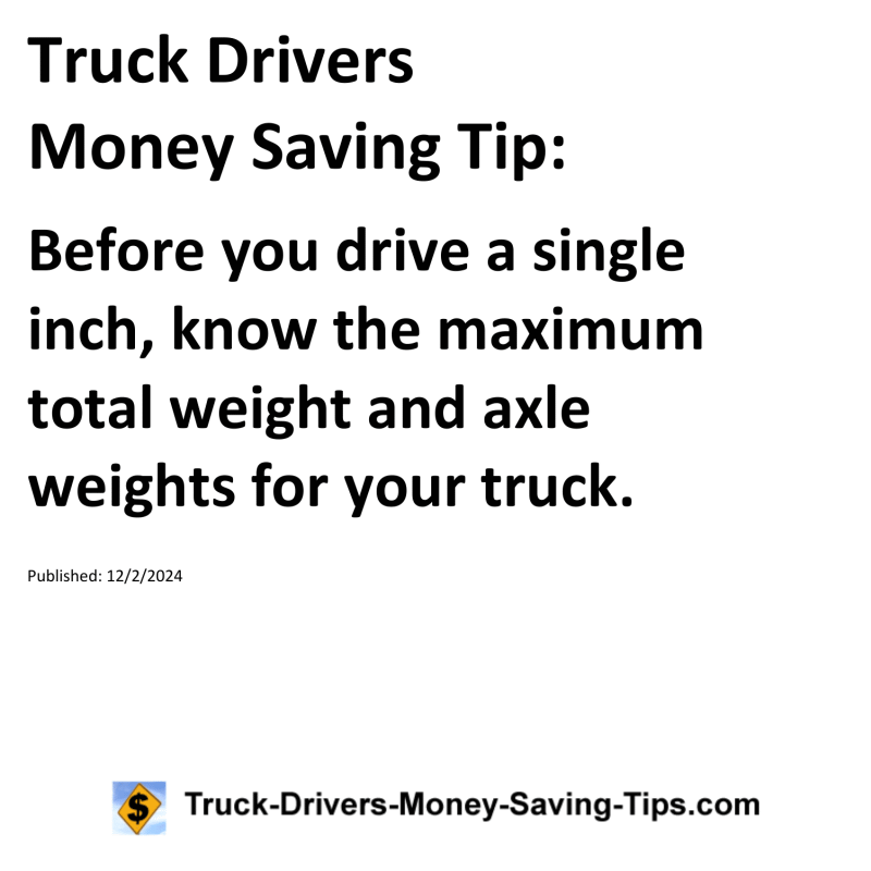 Truck Drivers Money Saving Tip for 12-02-2024