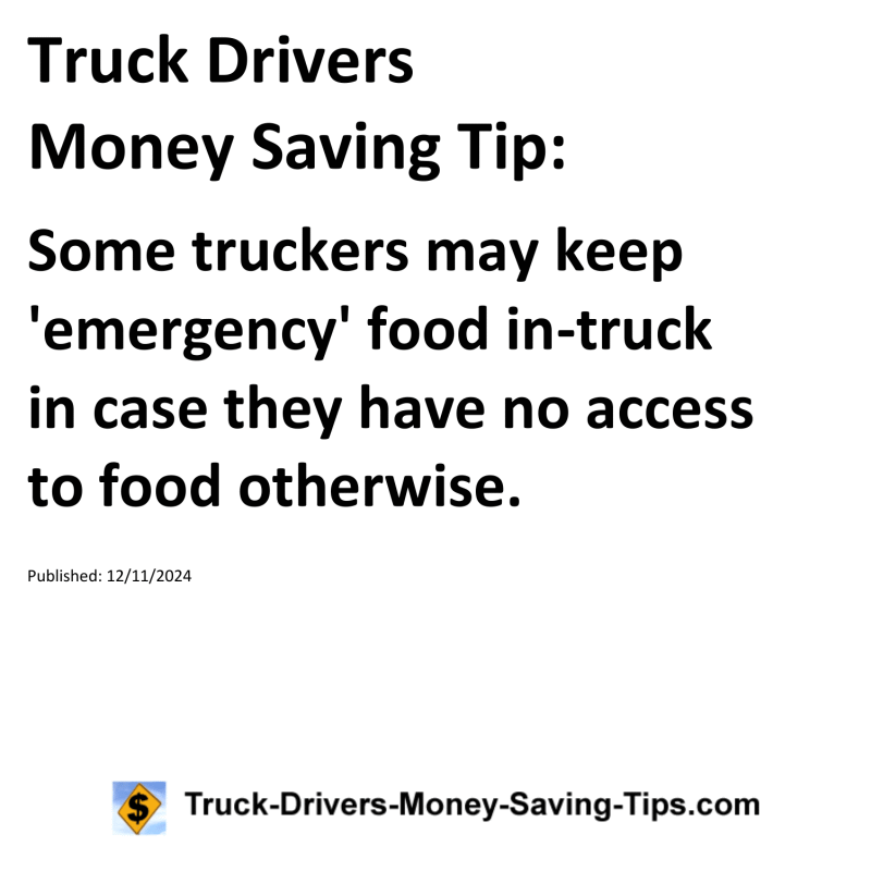 Truck Drivers Money Saving Tip for 12-11-2024